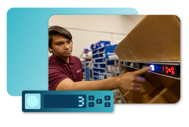 A man working with a cold cahin fulfillment system