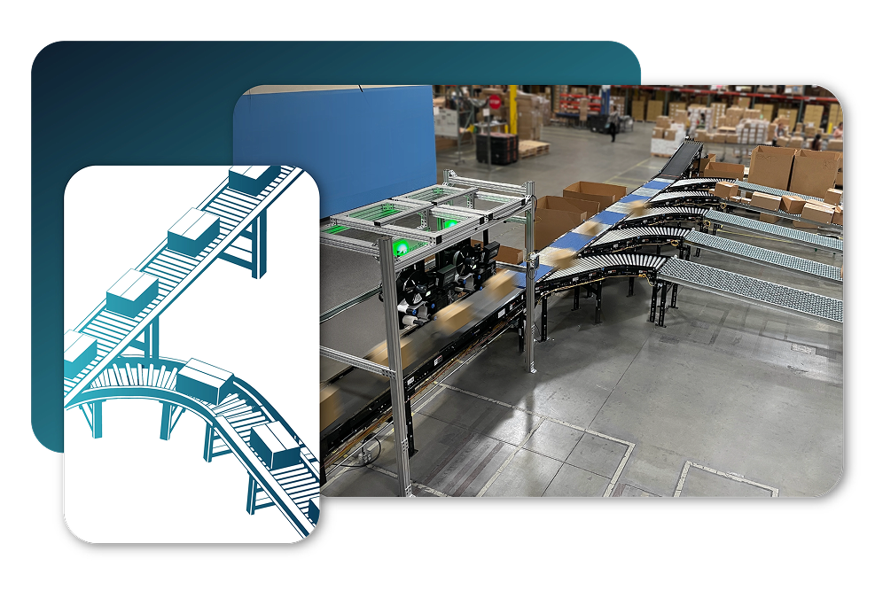 Boxes moving on a conveyor belt