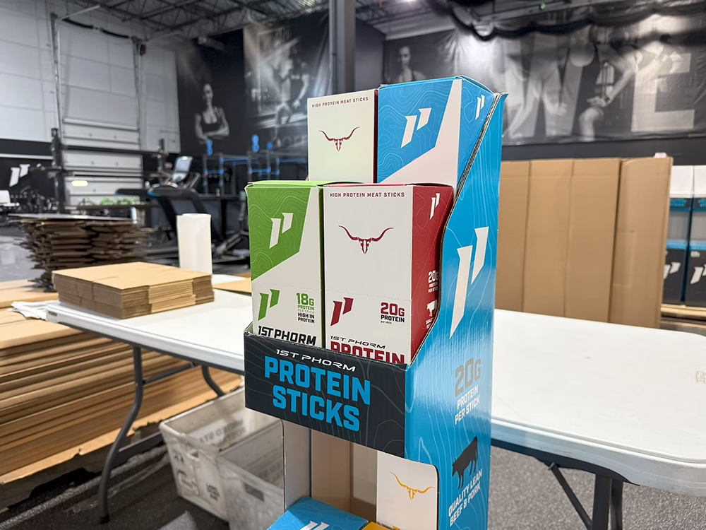 Protein bars going through a fulfillment center