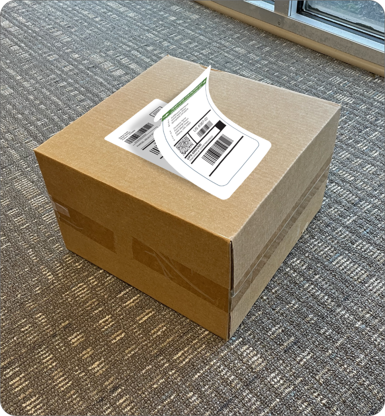 A duplex packslip on a box